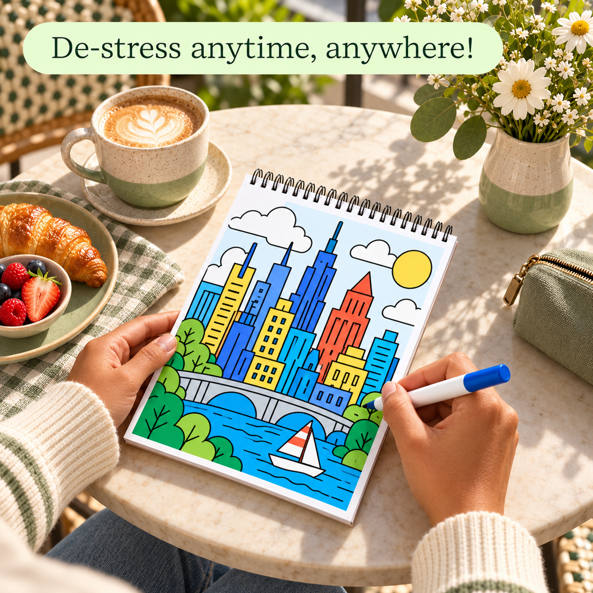 🥳2026 HOT SALE🥳💞50K+ SOLD! 🥚 🌿Trace-By-Groove Guided Flow Art Coloring Pad with Double-Sided Markers 🎨