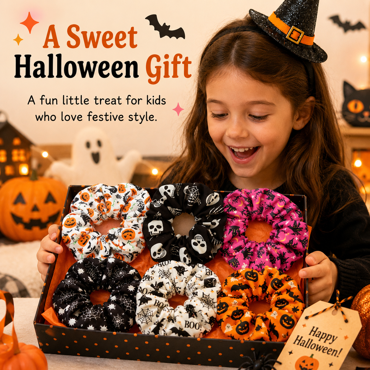 🎃 Hand-Illustrated Halloween Scrunchie Collection