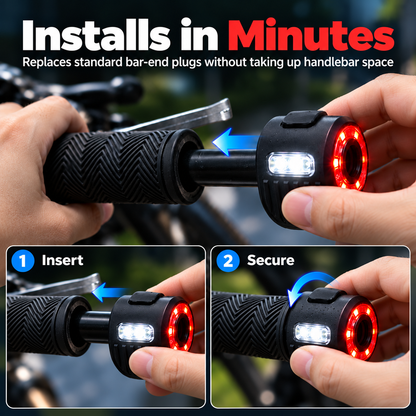 🚴Bike Bar-End Safety Lights (Pair) | USB Rechargeable, Front & Rear Visibility, Hidden Mount