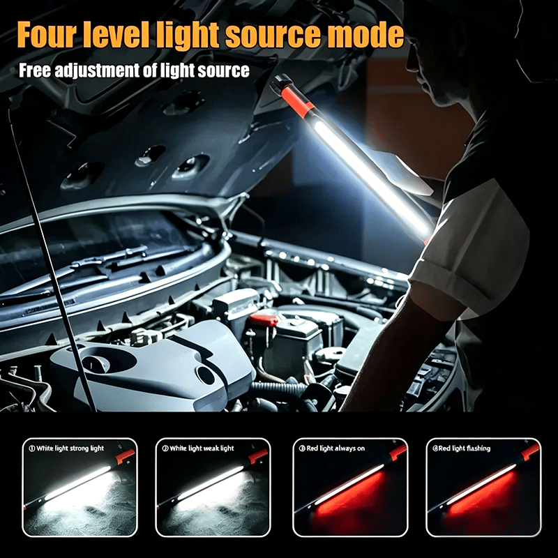 🛠️Rechargeable Magnetic LED Work Light with Built-in Battery - IP55 Waterproof & Shockproof, Clamp & Magnet Base