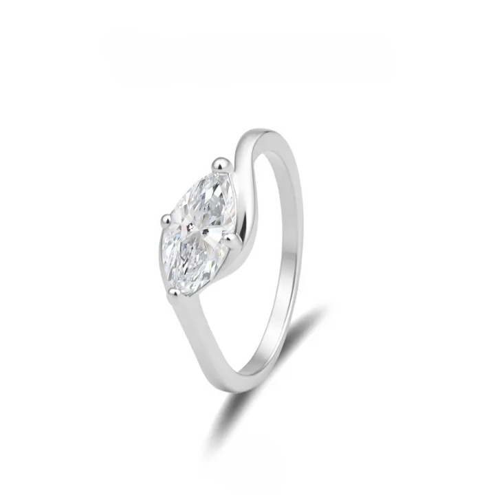 💍  Marquise Moissanite Ring – Silver-Plated Solitaire Gift