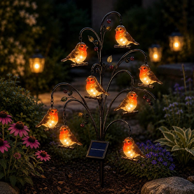 🦩Solar Bird Tree Stake Light – Flexible Colorful Glowing Outdoor Garden Landscape Light