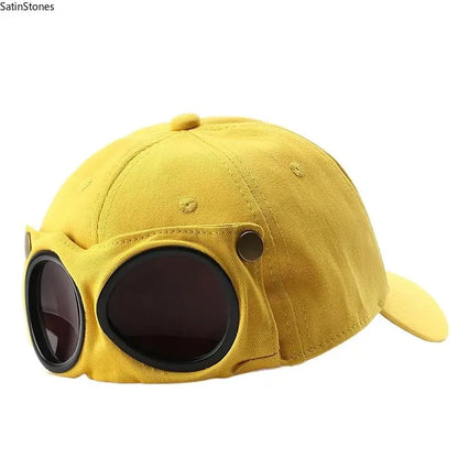✈️ Pilot-Inspired Baseball Cap🧢 Novelty Boater Hat with Built-In Shades – The Funniest Gift for Fishing & Boat Lovers