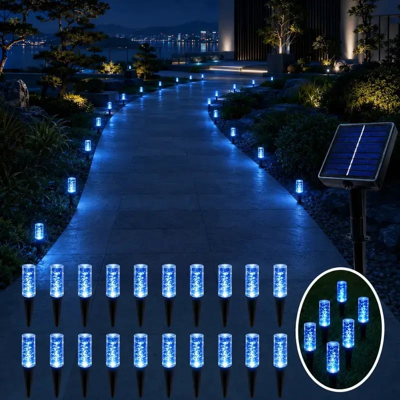 2026 Hot Sale💙 20-Pack Blue Bubble Solar Garden Stake Lights