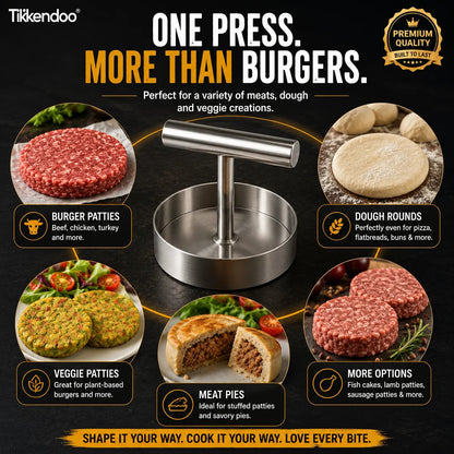 🍔 BBQ FAVORITE | Manual Burger Patty Press – Uniform Round Patties for Grilling, Meal Prep & Home Cooking