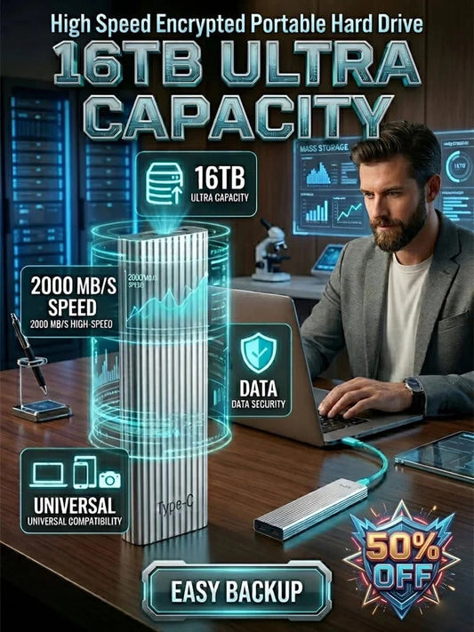 🏆Flash Sale⚡ 50K+ SOLD! Almost Gone🔥16TB Large-Capacity Type-C Portable Mini SSD