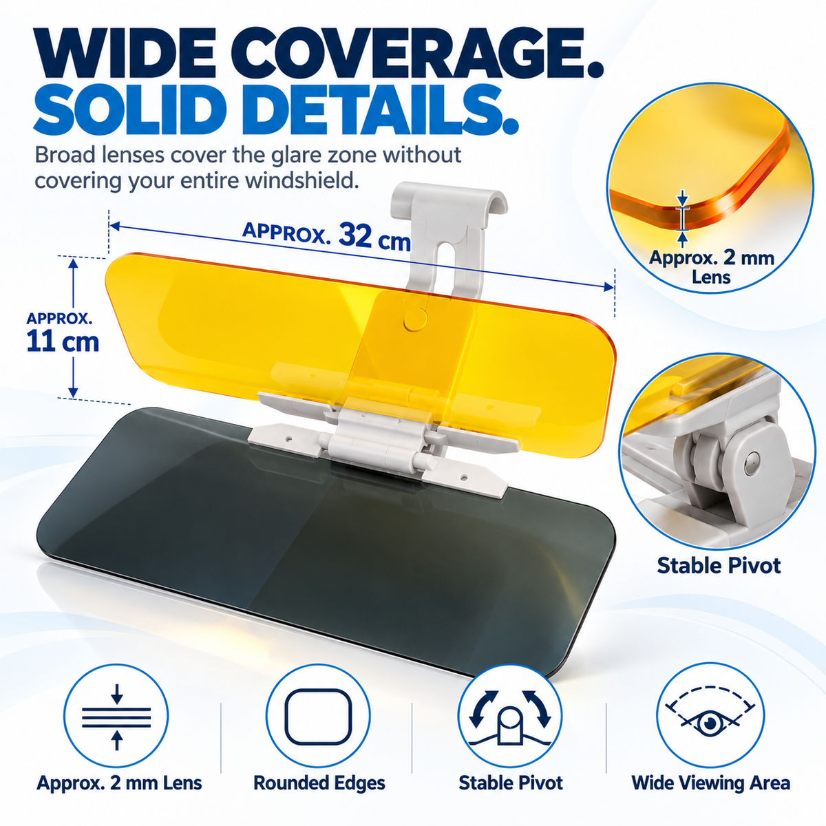 ☀️ 2-in-1 Day & Night Anti-Glare Car Visor Extender