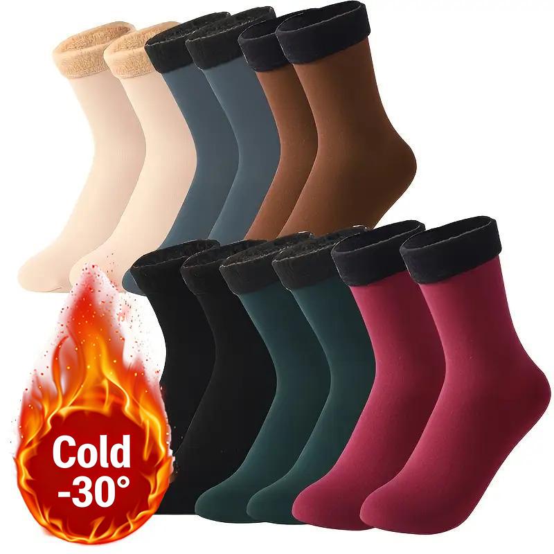 🧦7 Pairs Women's Heavyweight Fuzzy Fast Heating Keep Warm Calf High Mid-Calf Socks