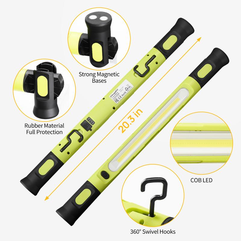 🔥Under Hood Work Light Bar, 3000LM LED Magnetic Light Bar with Hooks, 5200mAh