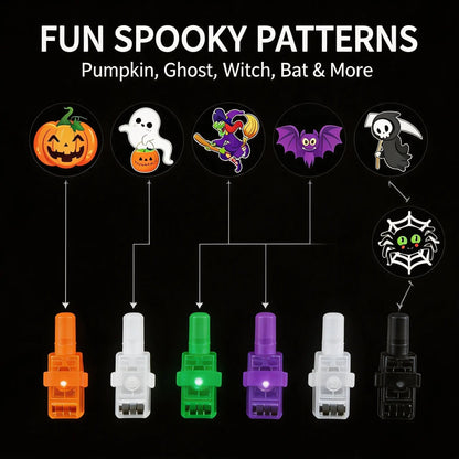 Halloween LED Projection Finger Lights 8pcs/16pcs/24pcs , Multi-Color Light Up Finger Projectors with Pumpkin, Ghost, Witch, Bat Cartoon Patterns, Halloween Trick or Treat Goodie Bag Fillers