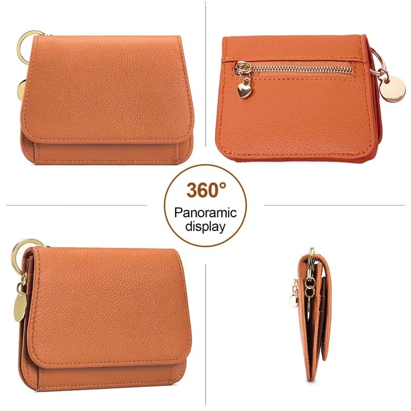Elegant and Minimalist Women's Slim Short Wallet – A versatile, stylish mini tri-fold wallet featuring RFID protection, card slots, a bill compartment, and an ID window