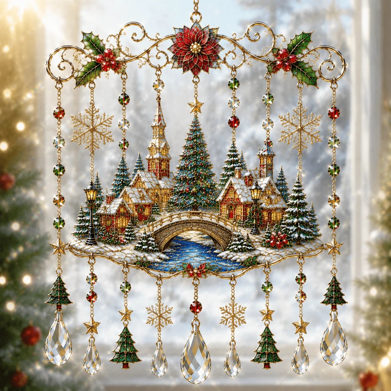 🔥Last Day 45% OFF - Handmade Christmas Stained Glass Window Hanging