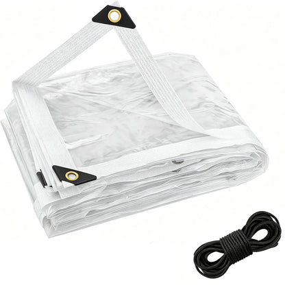 🌧️ RainShield Pro™ Transparent Waterproof Tarp – Heavy-Duty Outdoor Cover with Secure Grommets