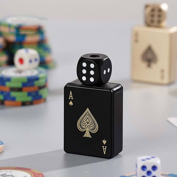 🎉Buy 1 Get 1 Free🎲Windproof Poker Dice Rotating Cigar Lighter, Butane Refill (Not Included)