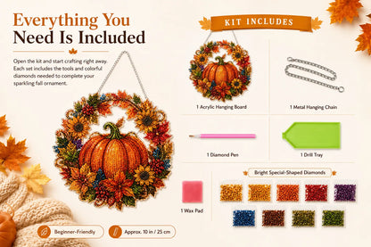 49% OFF - 🍂✨Autumn Harvest Pumpkin Diamond Art Hanging Ornament Kit
