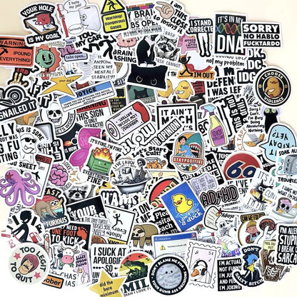 130PCS Funny Saying Sticker Pack ,Suitable for bumpers, safety helmets, water bottles, colleagues, computers