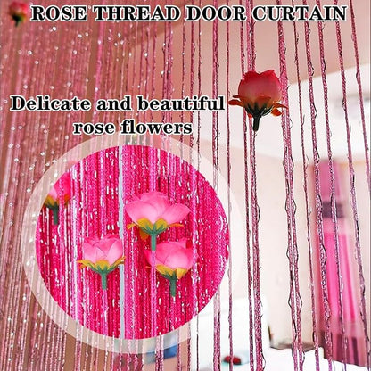 🌹🚪Sparkling Rose Flower String Curtain(2m/78.74" high x 1m/39.3" wide)