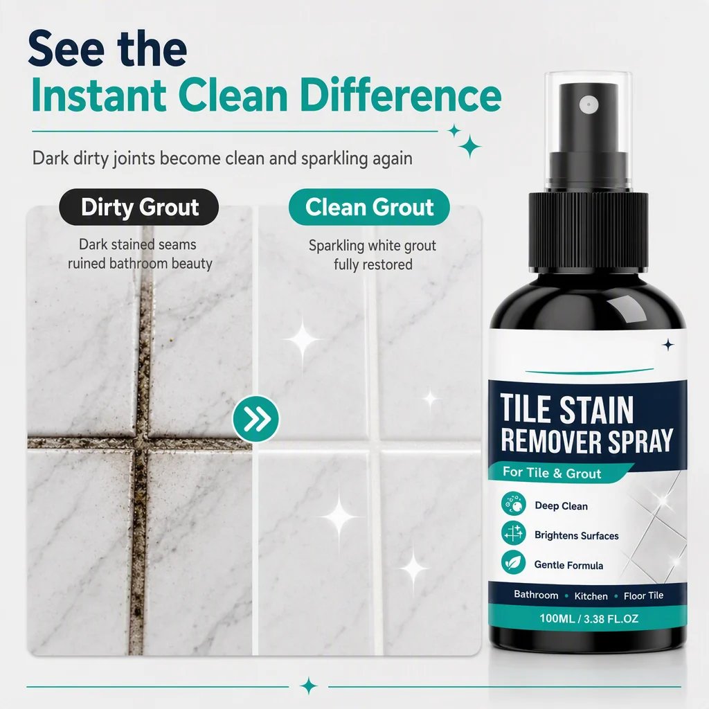 📍 🎯 Grout Cleaning Spray – Easy care of tile grout and stains in damp areas