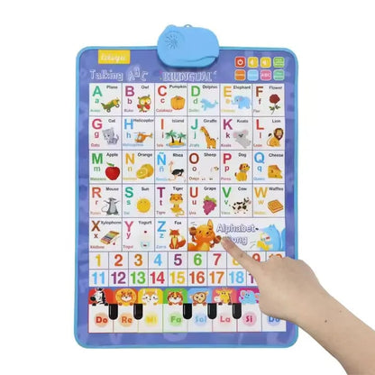 🚀New Talking Wall Chart for Kids – English & Spanish Learning Poster with Songs, ABCs, Numbers, Animal words & Piano