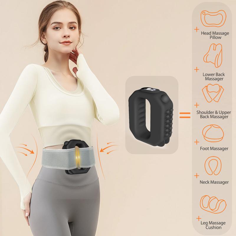 ✨3‑in‑1 Vibrating Fascia Ring Massager – Adjustable Waist Strap Portable Muscle Relief Massager for Back, Hip & Body Tension Release