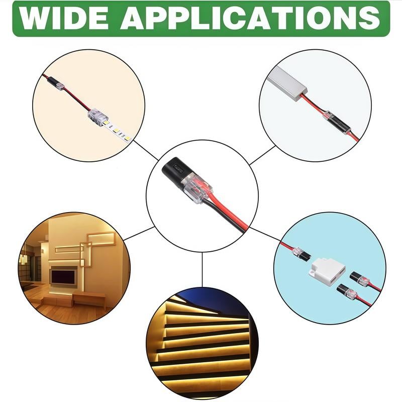 🔌Solderless Wire Connector – Compact Plug for LED Strips & 18–22 AWG Cables