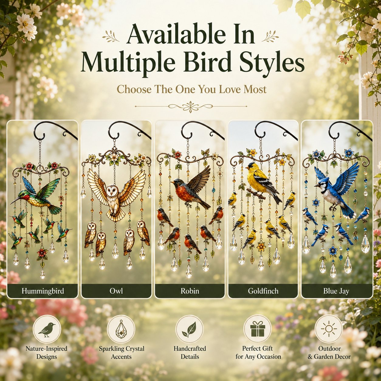 🐦🎐Last Day 49% OFF -🐦🎐 Bring Your Garden to Life! Graceful Hummingbird Wind Chime — Sparkling Suncatcher & Soothing Melodies