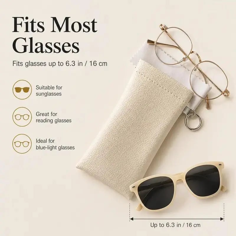 💥Buy 1 get 1 free 🔥Soft PU Leather Sunglasses Pouch Elastic Opening Eyeglasses Bag