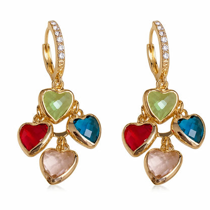 🔥BUY 1 GET 1 FREE 🔥Retro Colorful Heart Tassel Drop Earrings for Women Fashion Ear Buckle Jewelry