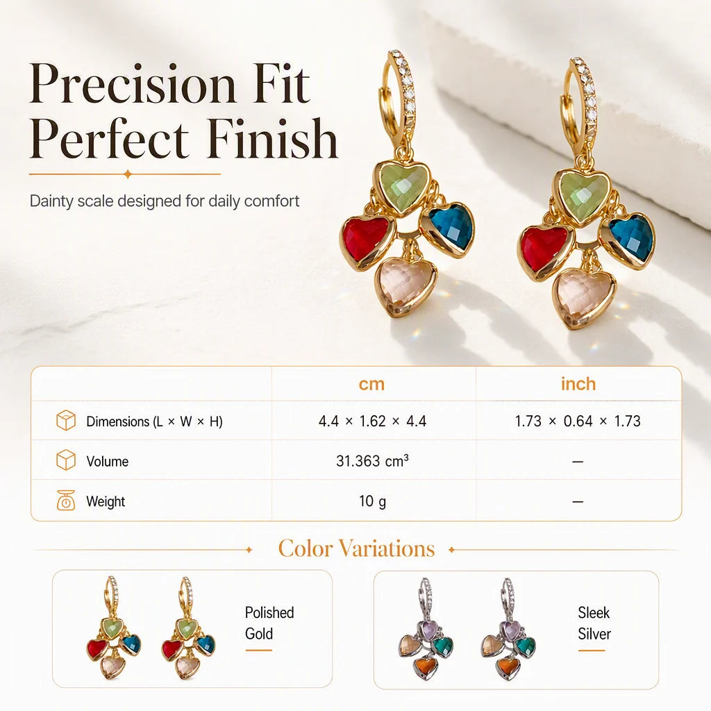 🔥BUY 1 GET 1 FREE 🔥Retro Colorful Heart Tassel Drop Earrings for Women Fashion Ear Buckle Jewelry
