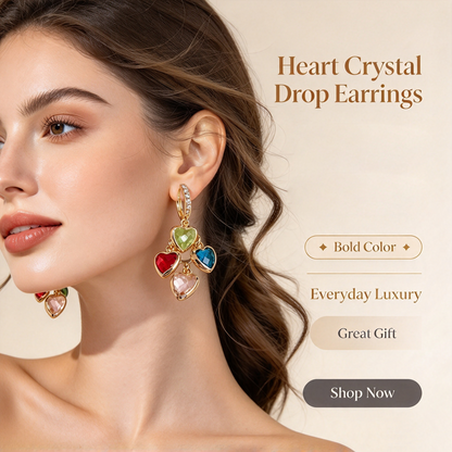 🔥BUY 1 GET 1 FREE 🔥Retro Colorful Heart Tassel Drop Earrings for Women Fashion Ear Buckle Jewelry