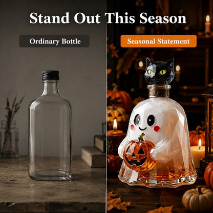 🔥HOT SALE🔥Ghost Pumpkin Halloween Decanter 🎃 Spooky Glass Whiskey Bottle