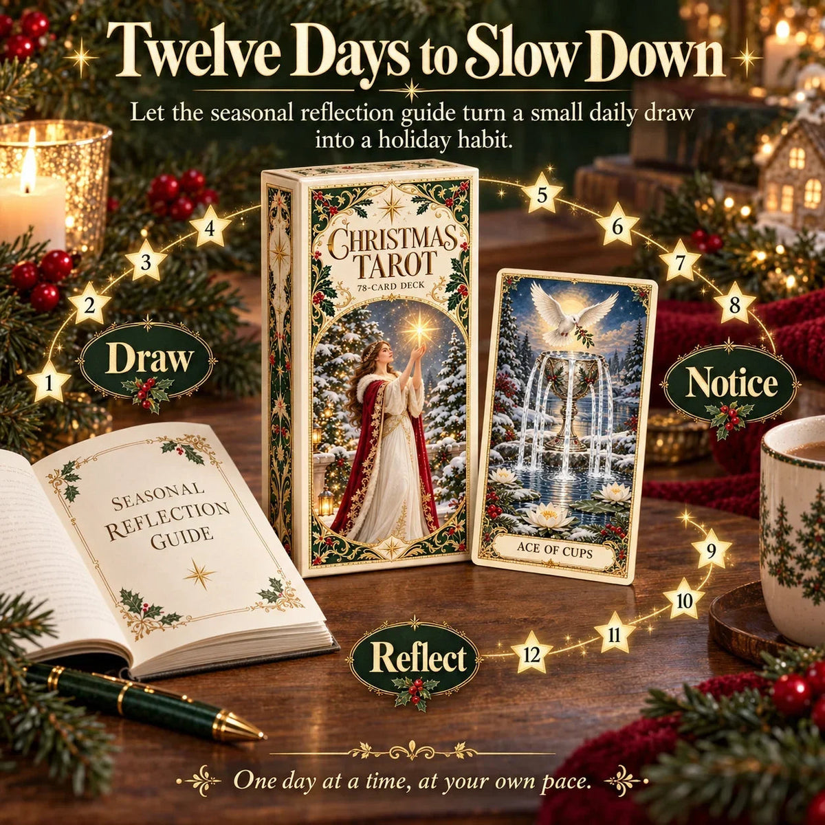 🔮 Yuletide Tarot Deck | 78 Festive Cards & A Guided 12-Day Holiday Ritual🎉