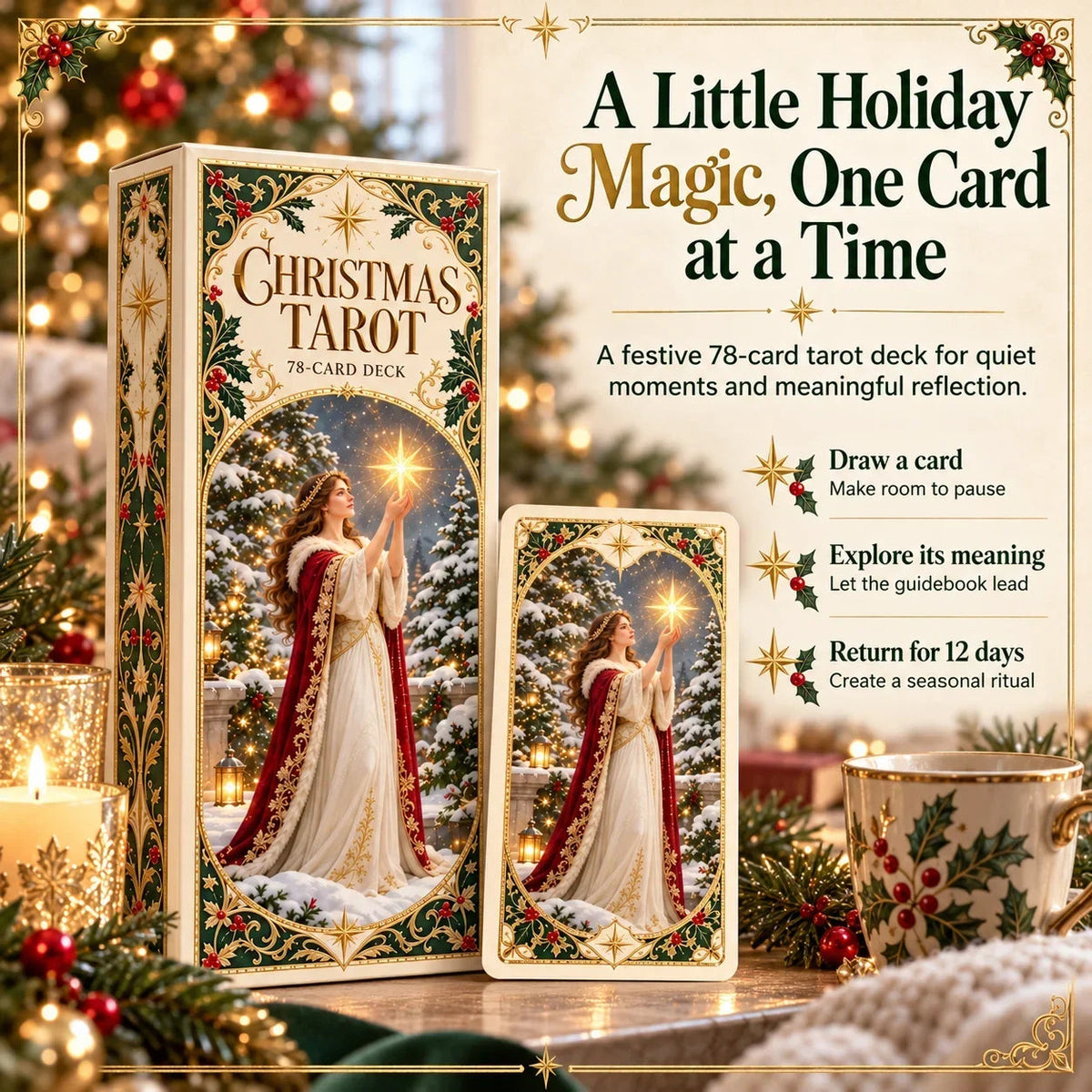 🔮 Yuletide Tarot Deck | 78 Festive Cards & A Guided 12-Day Holiday Ritual🎉