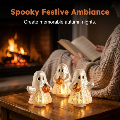 ⭐Light-Up Mercury Glass Ghost Figurines
