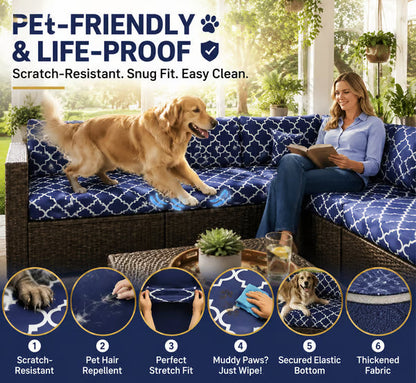 💗LAST DAY SALE 50% OFF⚡50K+ SOLD💕Patio Sofa Cushion Cover – Stretch, Water-Resistant ✨