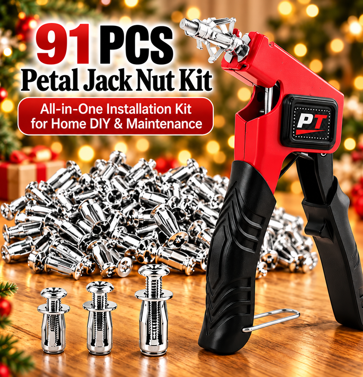 91-Piece Petal Jack Nut Tool Kit – M4/M5/M6 Hollow Wall Metal Anchors with Installation Pliers for Drywall & DIY Repair