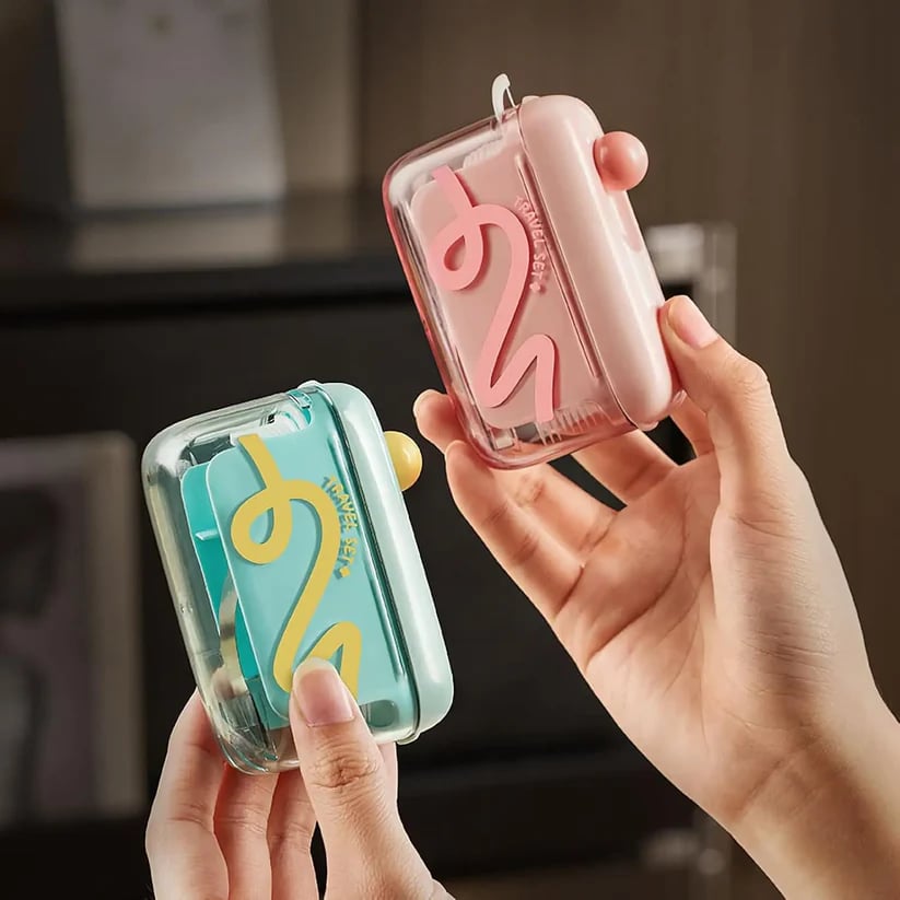 Portable Pop-Up Toothpick Dispenser - Travel-Sized Refillable Storage Case