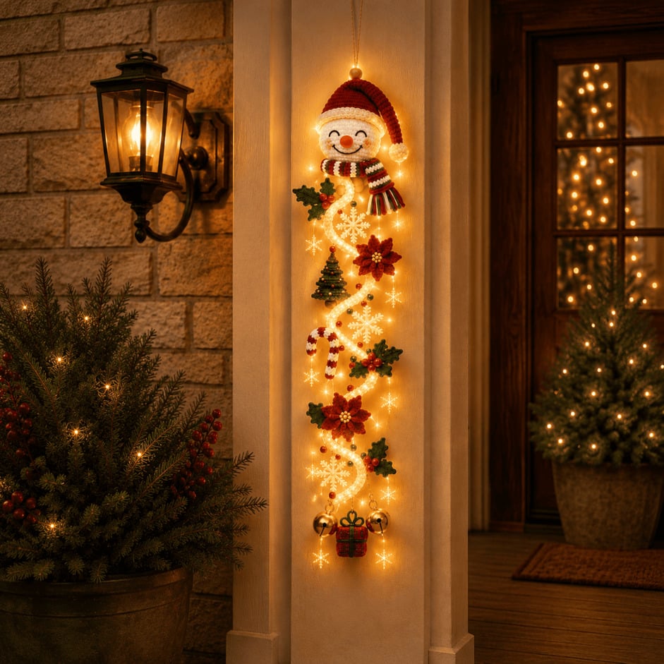 ⏳ Last Day 49% OFF – 🎄MerryCascade™ Glowing Christmas Door Hanger | 6 Festive Lighted Designs with Warm Glow, Dimensional Details & Space-Saving Vertical Décor ✨