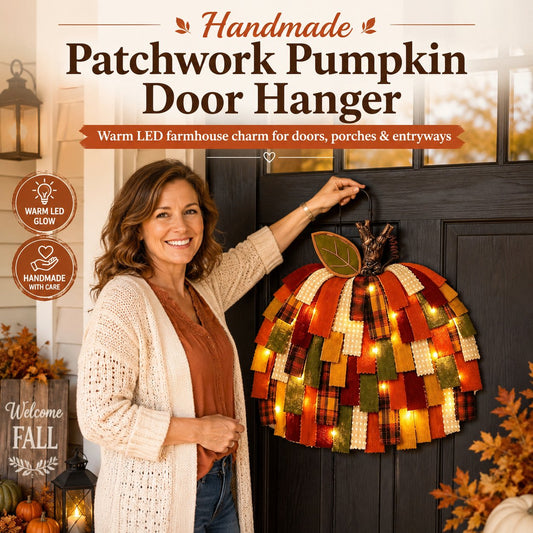 Handmade Patchwork Pumpkin Door Hanger