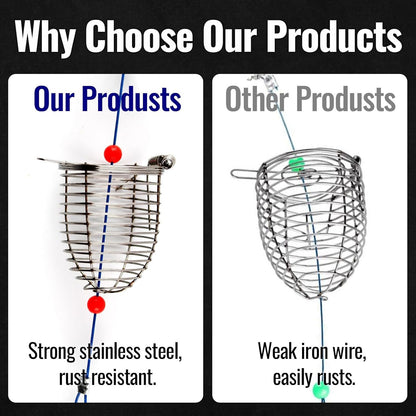 Stainless Steel Fishing Bait Cage Trap Basket Feeder Holder- Fishing Rig Attachment