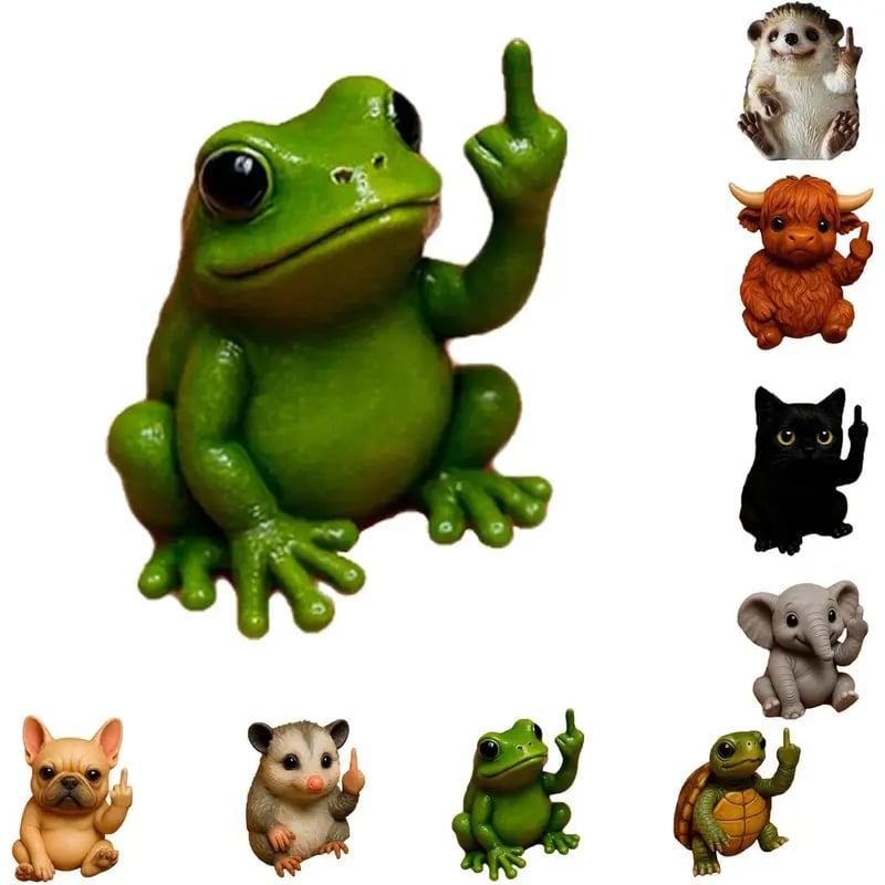 Funny Middle Finger Animal Statue 🖕 – Mini Resin Desk Decor, Cute Animal Figurine for Office, Car, Shelf & Home, Humorous Gag Gift 🎁