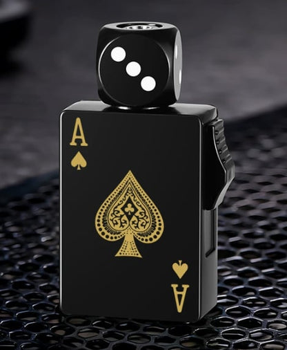 🎉Buy 1 Get 1 Free🎲Windproof Poker Dice Rotating Cigar Lighter, Butane Refill (Not Included)
