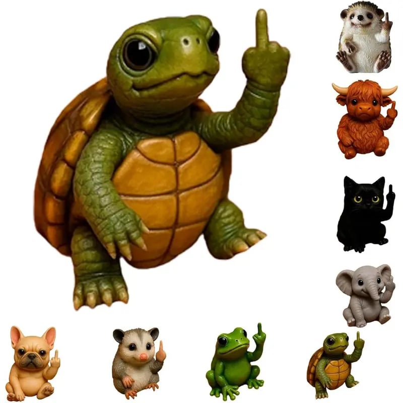 Funny Middle Finger Animal Statue 🖕 – Mini Resin Desk Decor, Cute Animal Figurine for Office, Car, Shelf & Home, Humorous Gag Gift 🎁