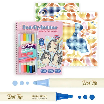 🎨📖Dot-By-Letter Mindful Coloring Kit - Stress Relief Dot Marker Art Set with 10 Vibrant Colors & 20 Hidden Scene(📦Buy 2 Free Shipping)