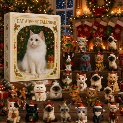 🎄Advent Calendar 2026 Cat Advent Calendar Gift for Adults Friends Cat Owners and Lovers Christmas Holiday Countdown Gift 24 Designs Cats Charm Christmas Tree Ornament