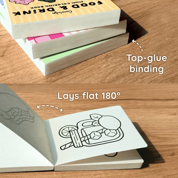 🎨 Mini Coloring Book – Stress Relief, Food & Drink & Comfy Patterns