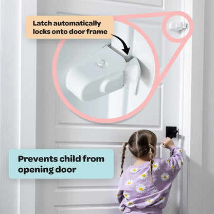 HugLock Snap-On Childproof Door Lock - No Drill, No Adhesive Interior Door Safety Latch, Out-of-Reach Toddler Proof Lock (Unlocks from Both Sides)