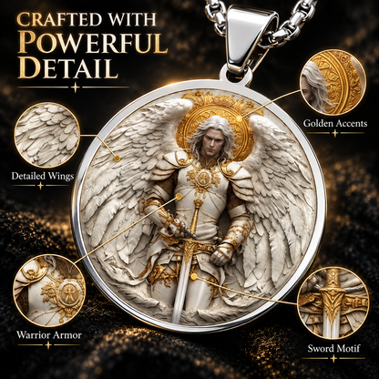 Angel Warrior Pendant Necklace for Men — Faith, Strength & Protection