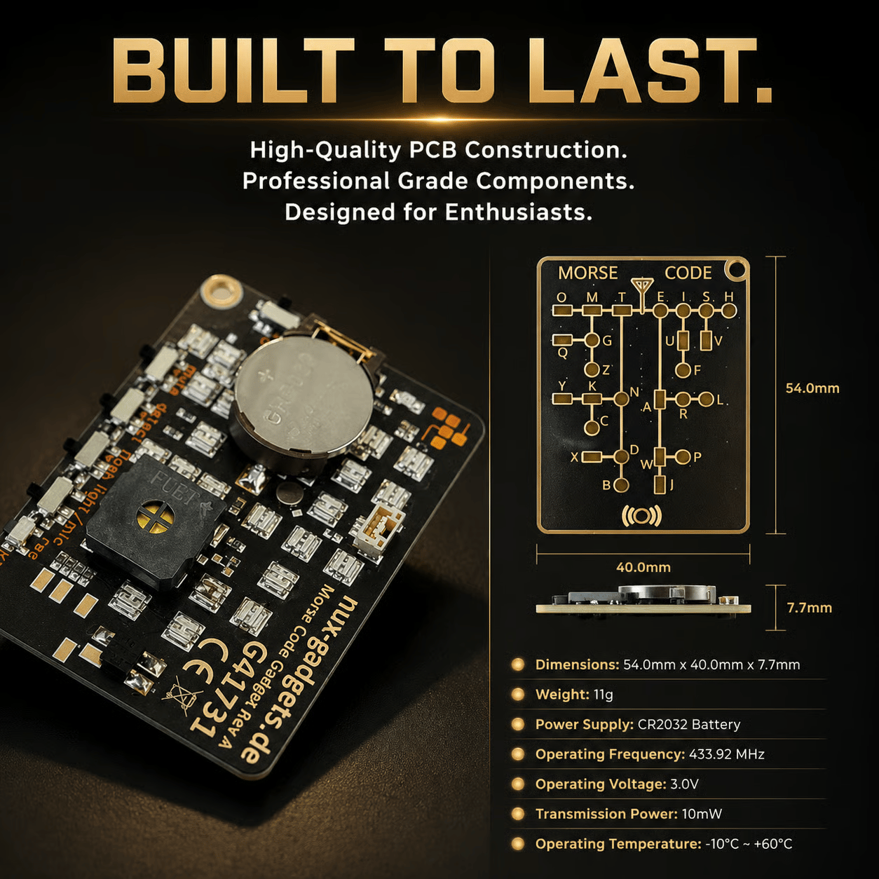 📟 Morse Code Trainer Card Pro (LED Edition)