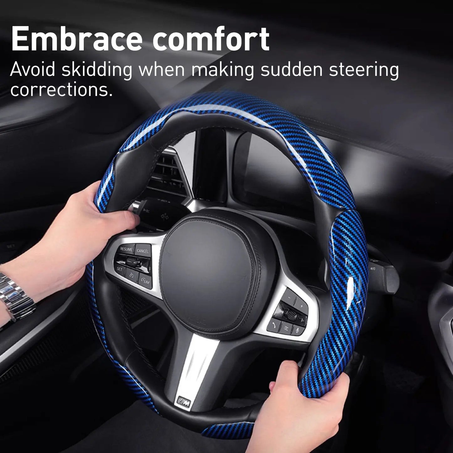 Non-Slip Car Steering Wheel Cover for 15 Inch Wheels